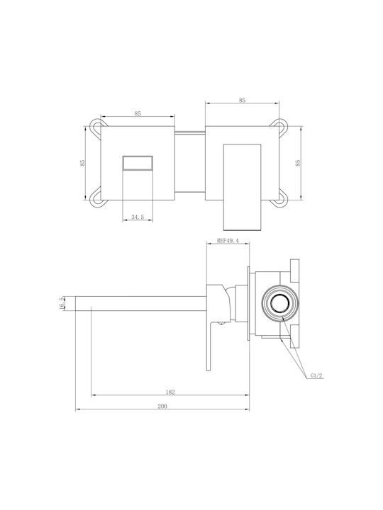 Vinci Built-in Mixer & Spout Set for for Bathroom Sink Bronze