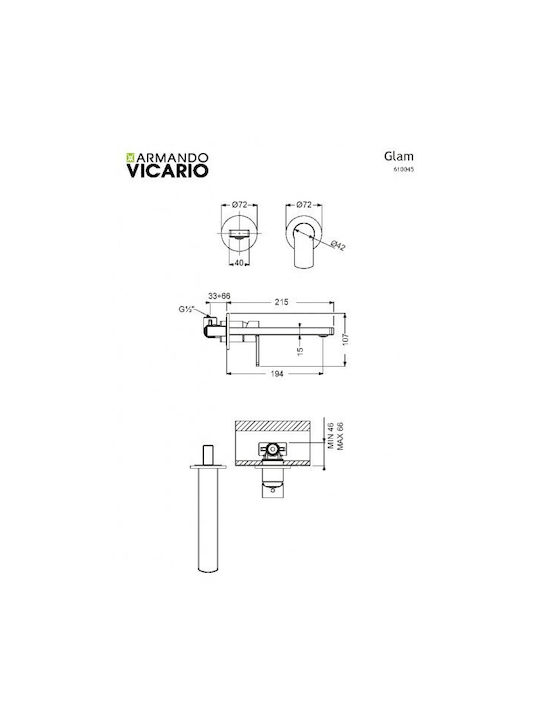 Armando Vicario Glam Set Mixer & Gură Îngropată pentru Lavabo Black Matt