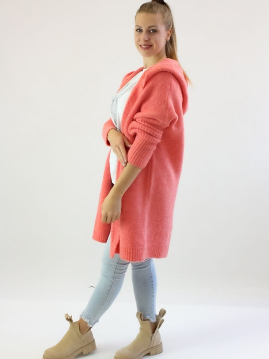 Brak Long Women's Cardigan Coral