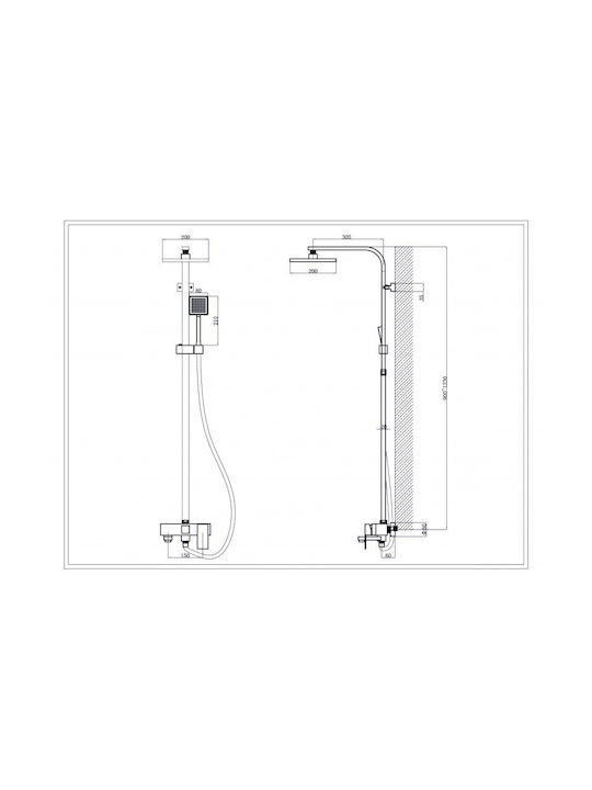 Inter Ceramic Ict ICT Стълб за душ с Батерия Сив