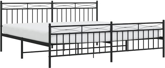 Frame Bed King Size Metal Black with Slats for Mattress 193x200cm