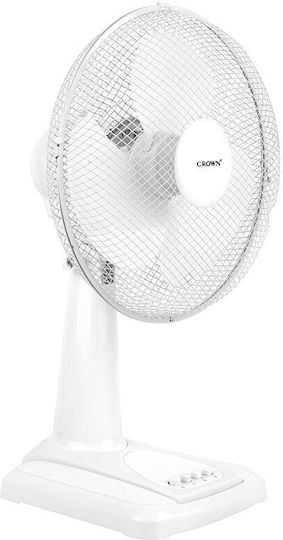 Crown Επιτραπέζιος Ανεμιστήρας 40W Διαμέτρου 30cm Λευκός