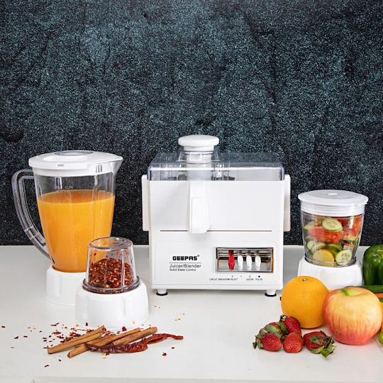 Geepas GSB2031 Multifunktionale Küchenmaschine 600W mit Schüsselkapazität 1,6lt und Mixerkrugkapazität Weiß