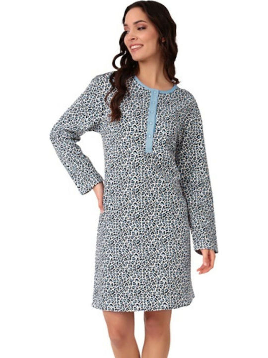 Tres Chic Winter Women's Robe with Nightdress Sky Blue