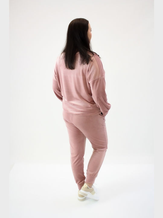 Brak Damen-Sweatpants-Set Dirty Pink Samt