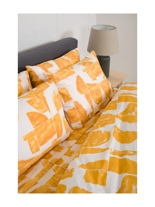 Viokarpet Bettbezug-Set Baumwolle Einzelbett mit Kissenbezug 165x245 Home Nordic 855 Gold