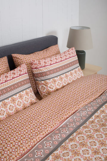 Viokarpet Duvet Cover Set Cotton Single with Pillowcase 165x245 Home Nordic 856 Cayenne
