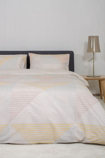 Viokarpet Duvet Cover Set Cotton Queen with 2 Pillowcases 225x245 Home Nordic 853 Beige