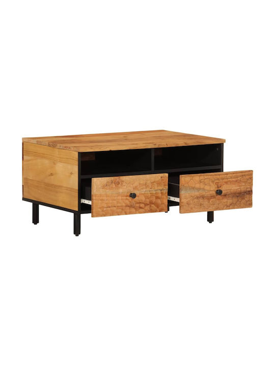 Rectangular Central Coffee Table Made of Solid Acacia Wood M80xW54xH40cm