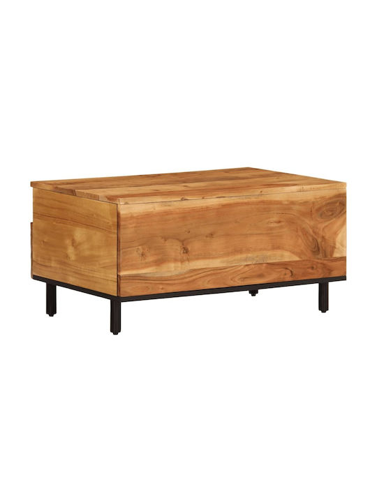 Rectangular Central Coffee Table Made of Solid Acacia Wood M80xW54xH40cm