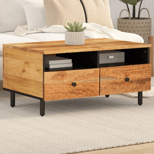 Rectangular Central Coffee Table Made of Solid Acacia Wood M80xW54xH40cm