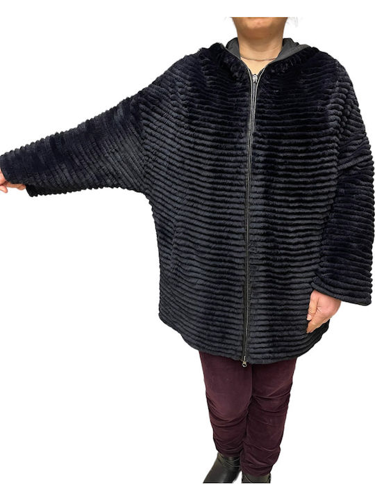 Frauen Pelz Dark Blue