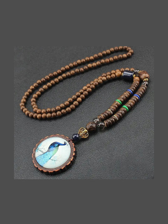 Nepal Buddha Mala Κολιέ από Ρητίνη Καφέ