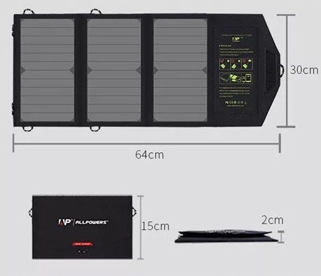 Слънчев Панел Зарядно Устройство 21W с USB Изход (За Преносими Устройства)