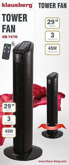 Klausberg Ventilator Turm 45W mit Fernbedienung Schwarze
