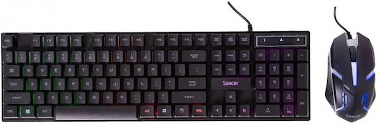Spacer SP-GK-01 Set Gaming Tastatur mit RGB-Beleuchtung & Maus (Englisch US)
