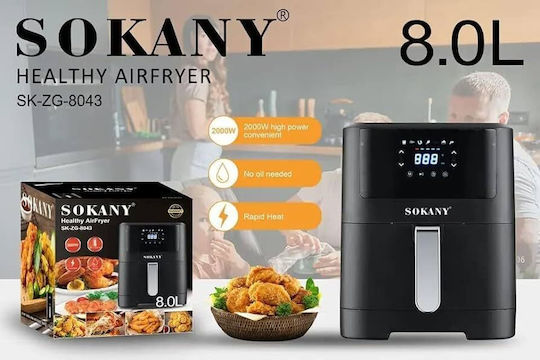 Sokany Air Fryer 8lt Μαύρο SK-8043