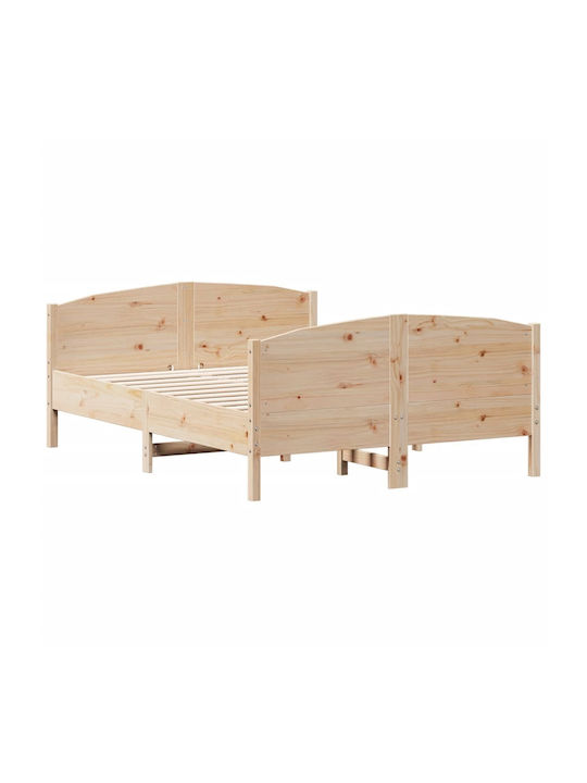 Κρεβάτι Υπέρδιπλο από Μασίφ Ξύλο Καφέ με Τάβλες για Στρώμα 160x200cm