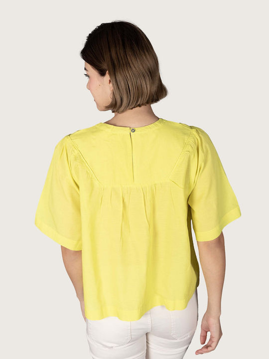 Indi & Cold Women's Summer Blouse Short Sleeve Green