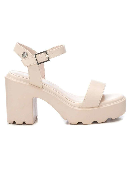 Refresh Damen Sandalen mit hohem Absatz in Beige Farbe