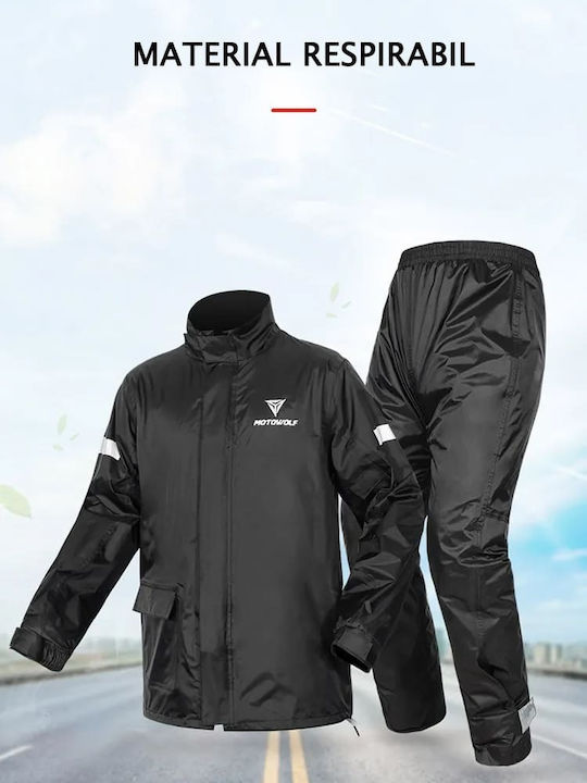 Motowolf Set impermeabil pentru pantaloni și jachetă de motocicletă pentru bărbați Green/Black
