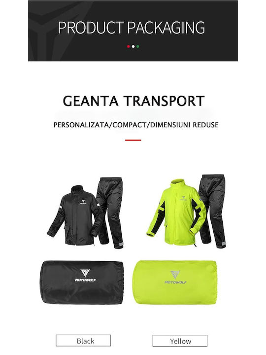 Motowolf Set impermeabil pentru pantaloni și jachetă de motocicletă pentru bărbați Green/Black