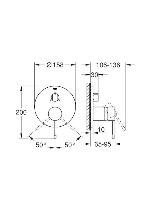 Grohe Essence Μίκτης Μπαταρίας Εντοιχισμού για Ντουζιέρα 3 Εξόδων Ασημί