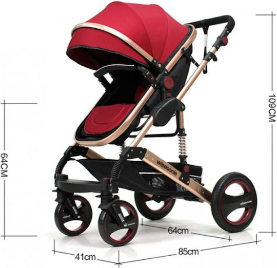Fiko Wisesonle Adjustable 2 in 1 Baby Stroller Suitable for Newborn Light Blue 12kg