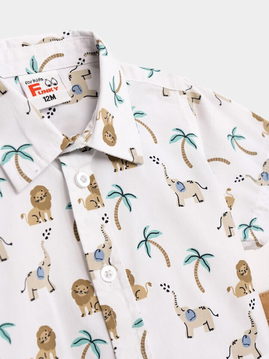Funky Set Pentru Copii Cu Pantaloni Albi 2 Bucăți