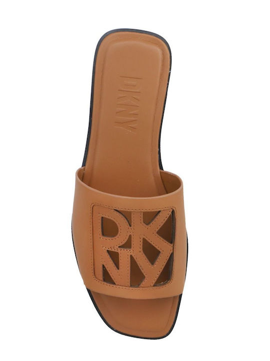 Jalila Leather Women's Flat Sandals in Tabac Brown Color
