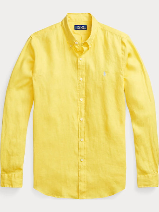 Long-sleeved Linen Shirt Yellow Heliotrope