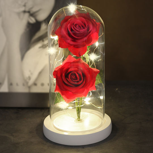 Παντοτινό Τριαντάφυλλο Κόκκινο 11.5cm με LED
