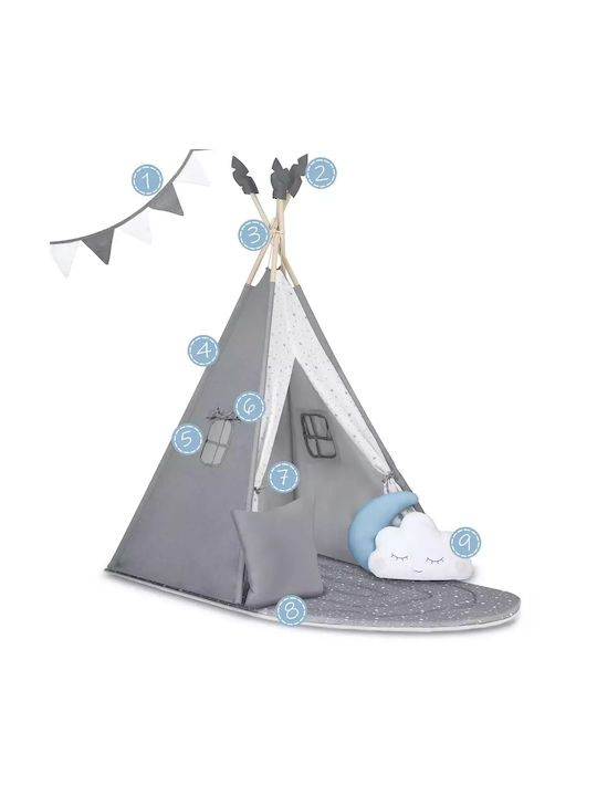 Nukido Kids Indian Teepee Play Tent Teepee for 3+ years Gray