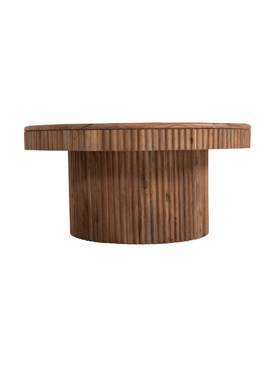 Round Central Coffee Table Ranne Made of Solid Wood Natural W80xL80xH38cm