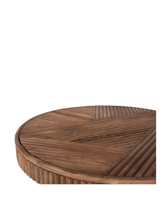 Round Central Coffee Table Ranne Made of Solid Wood Natural W80xL80xH38cm