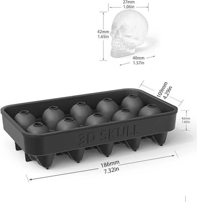 Silicone Ice Cube Tray Skull with Lid Brown 1000-42300103