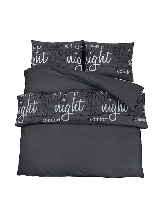 vidaXL Duvet Cover Set Cotton Single with Pillowcase 155x220 Black