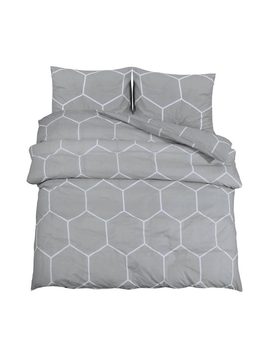 vidaXL Set Husă de Pilotă Bumbac King Size cu 2 Fețe de Pernă 260x220 Gri