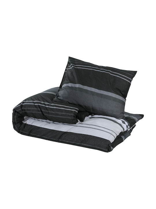 vidaXL Комплект Плик за Завивка Памучен Кинг Сайз с 2 Калъфки 260x220 Black and white