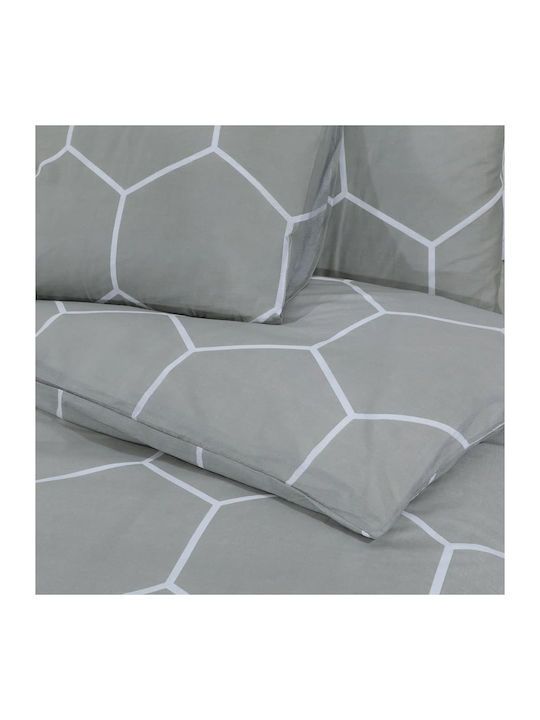 vidaXL Set Husă de Pilotă Bumbac King Size cu 2 Fețe de Pernă 260x220 Gri