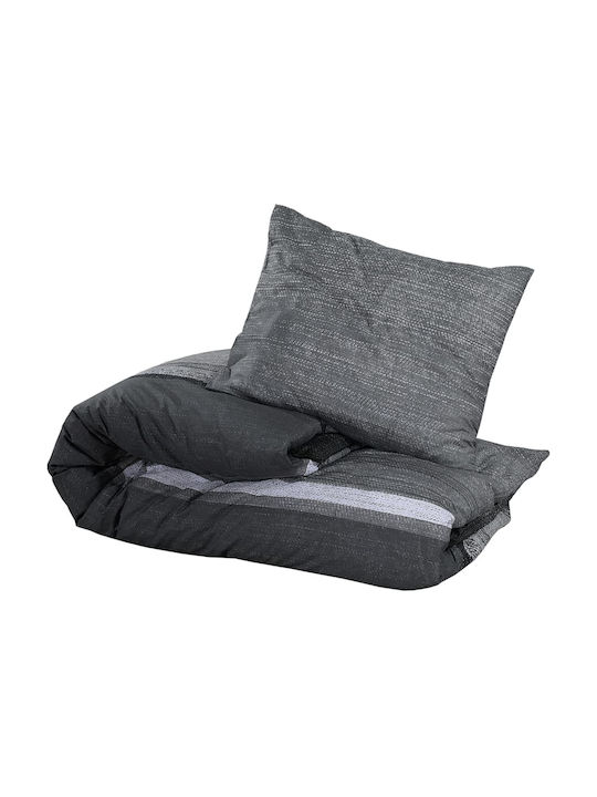 vidaXL Duvet Cover Set Cotton Queen with 2 Pillowcases 225x220 Dark Grey