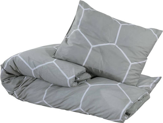 vidaXL Комплект Плик за Завивка Памучен Двоен с 2 Калъфки 200x220 Сив