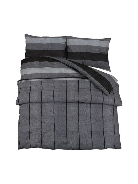 vidaXL Duvet Cover Set Cotton Single with Pillowcase 140x200 Dark Grey