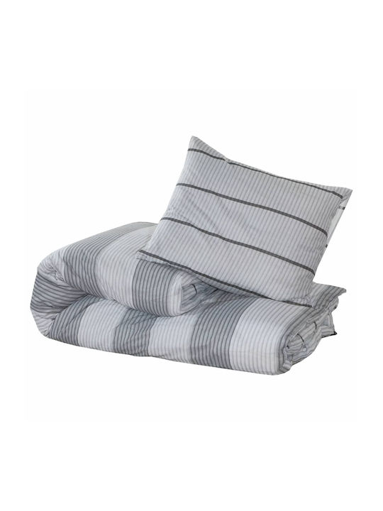 vidaXL Set Husă de Pilotă Bumbac Dublă cu 2 Fețe de Pernă 200x200 Gri