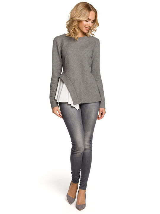 MOE Damen Langarm Pullover Baumwolle Dark Grey