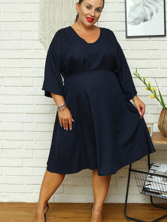 Karko All Day Short Sleeve Maxi Dress Navy Blue , Plus Size