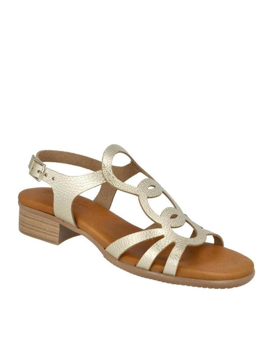 Eva Frutos Leather Women's Sandals Gold