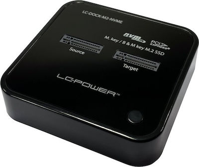 LC-Power Docking Station pentru 2 Hard Disk-uri PCIe/SATA M.2 (2230)" / M.2 (2242)" / M.2 (2260)" / M.2 (2280)" cu conectivitate USB 3.2 (LC-DOCK-M2-NVME)