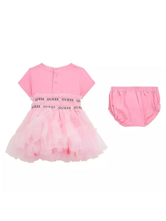 Guess Kids Dress Tulle Short Sleeve Pink