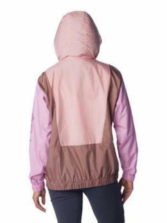 Columbia Women's Short Lifestyle Jacket Windproof for Spring or Autumn with Hood Pink